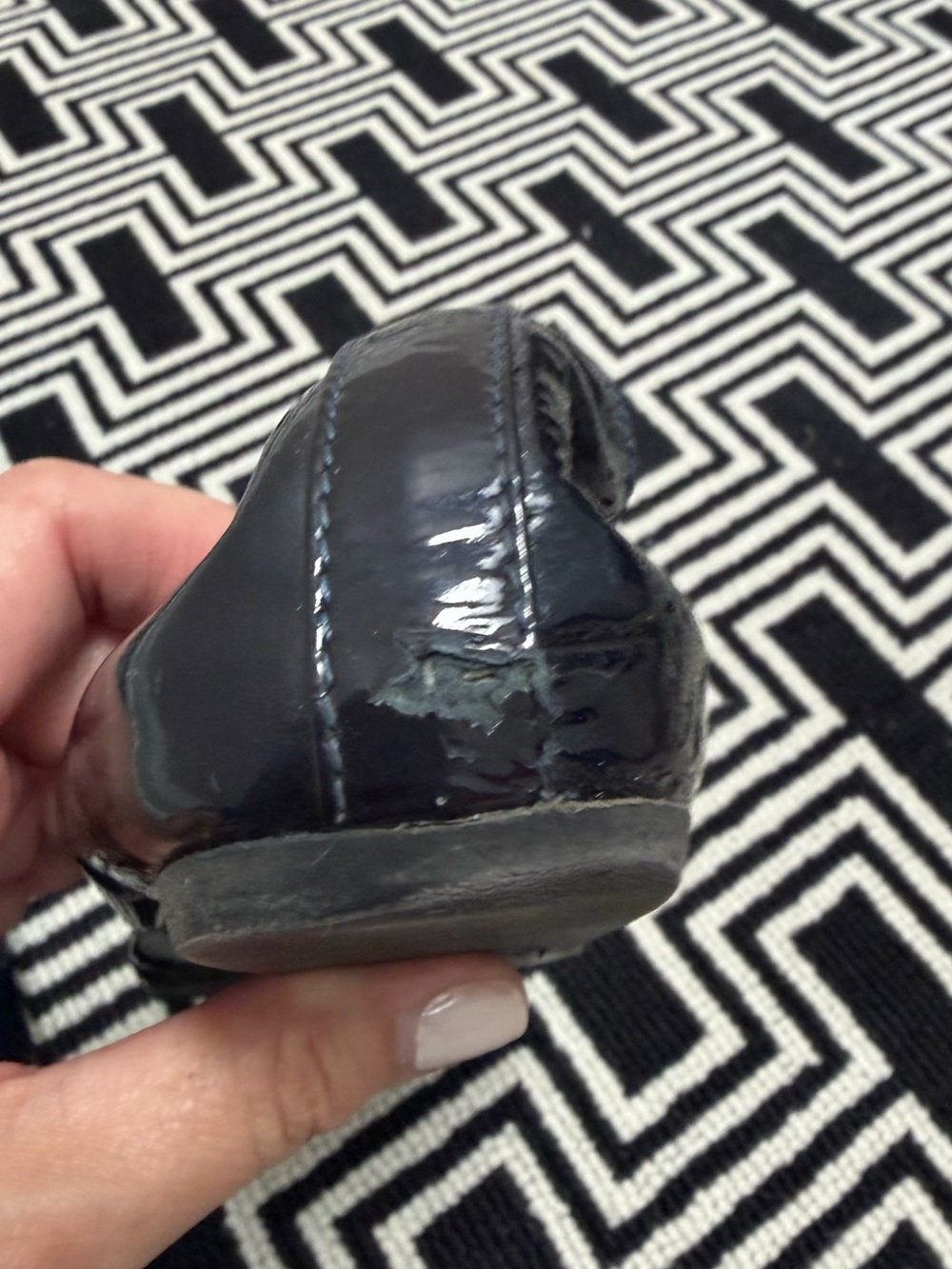 Lanvin dark navy blue Patent Leather Ballet Flats with Elastic Topline size 40 - Picture 7 of 8